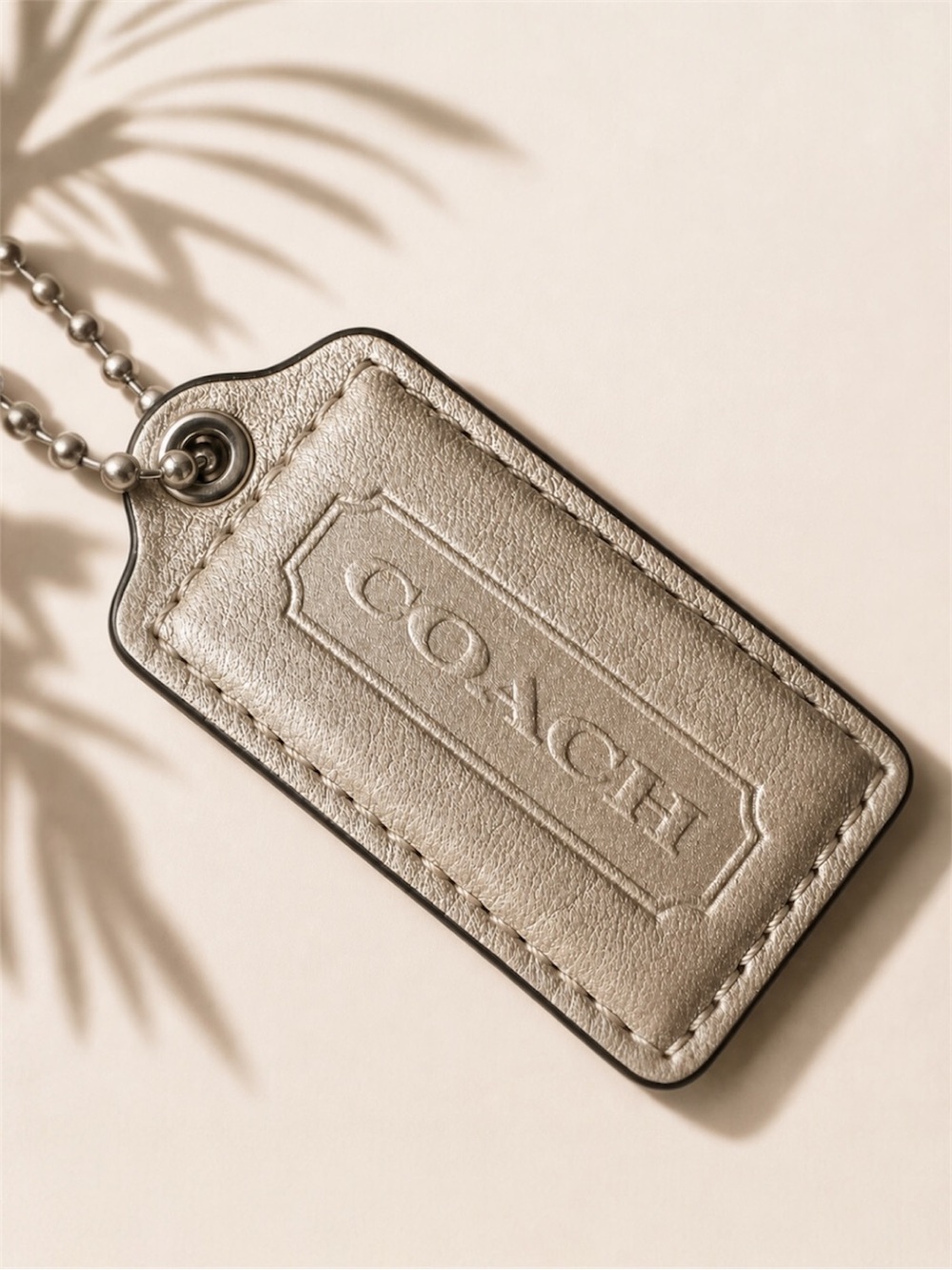 Coach Metallic Gold Leather Hang Tag Bag Charm Keychain Y2K large
